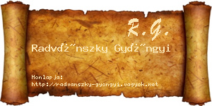 Radvánszky Gyöngyi névjegykártya